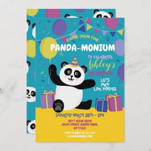 Parceiro Panda Aniversário Panda-Monium Convite Te