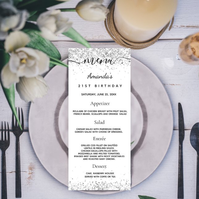 Pardal branco prateado do Menu de Aniversário (Criador carregado)