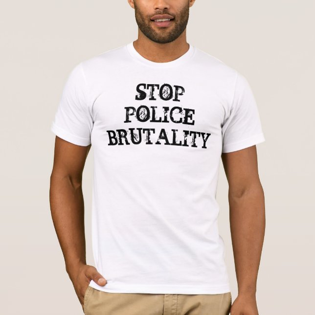 PARE o t-shirt da BRUTALIDADE de POLÍCIA - (Frente)