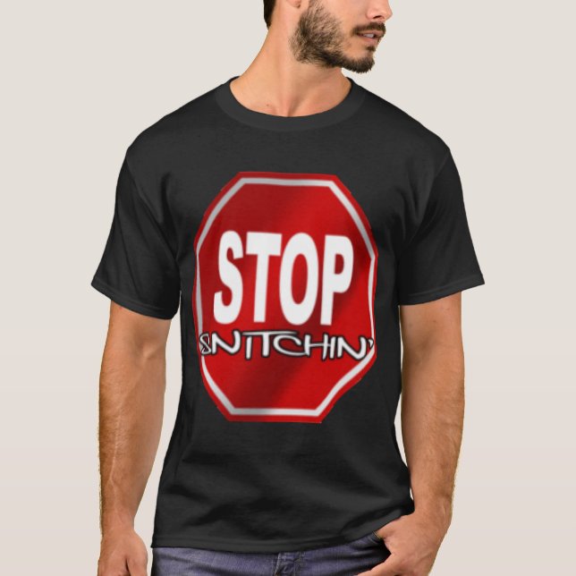 Pare o t-shirt preto de Snitchin (Frente)