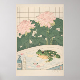 Parede de Banheiro Estilo Ukiyo-e com Impressão de