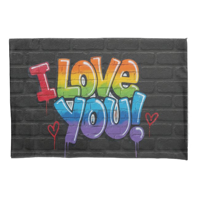Parede de Tijolo Preto com Grafite “Eu Te Amo!” (Frente)