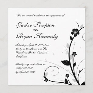 Parede Floral de Convite para Casamento Preto e Br