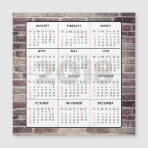 Parede Magnética de Tijolos Quadrada do Calendário