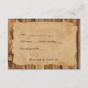 Parergaminho Wood Tattered Heart rsvp com envelope