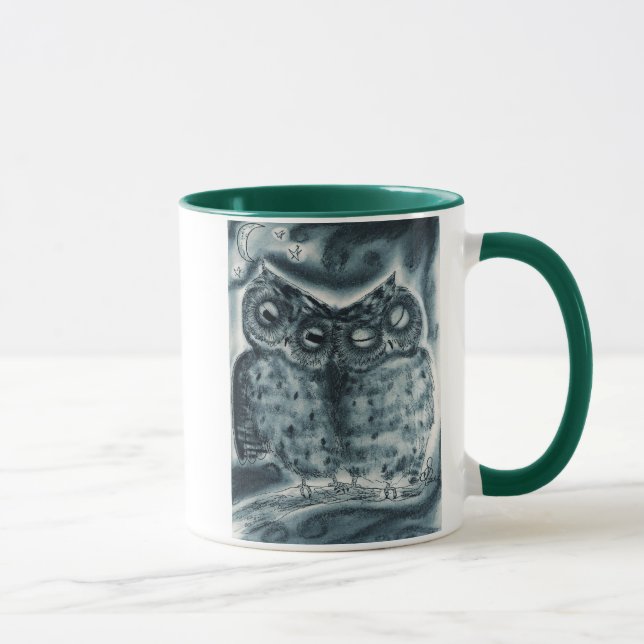 Pares da coruja de noite - caneca de café (Direita)