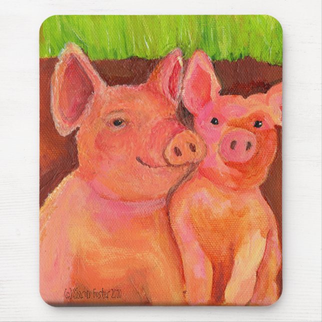 Pares de amigos Mousepad do porco (aka almofada do (Frente)