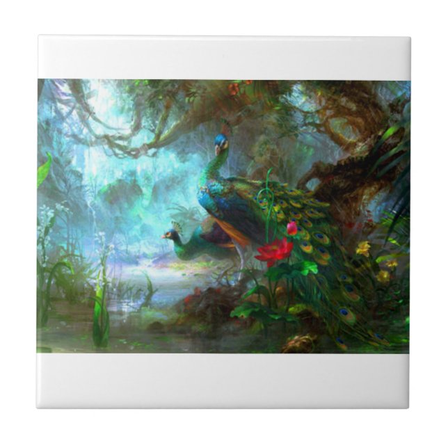 Pares do pavão no azulejo do jardim (Frente)