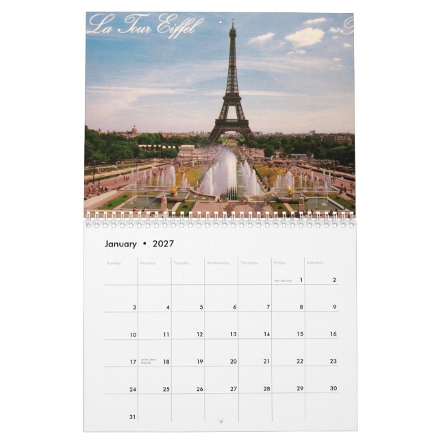 Paris, Calendário da França (Jan 2027)