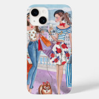 Paris Compras Moda Garotas Chic Ilustrado