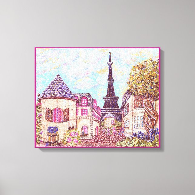 Paris Eiffel inspirou canvas de paisagem pontilhis (Frente)