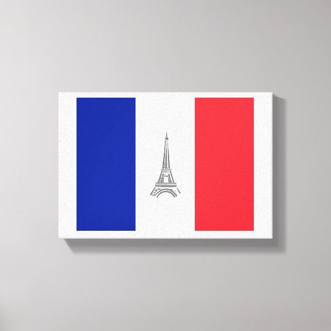 Paris Eiffel Tower French Flag Canvas Print (Frente)