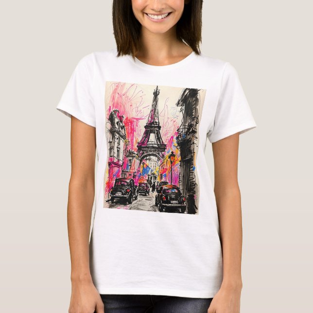 Paris, Eiffel Tower Vinatge style Classic T-Shirt  (Frente)
