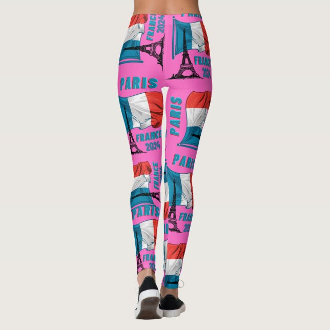 Paris Flag Eiffel Tower Leggings Paris França 2024 (Verso)