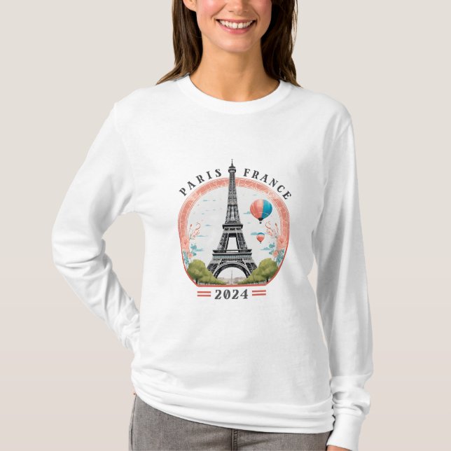 Paris França 2024 Camisa de Longa Distância das Mu (Frente)