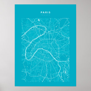 Paris - França Ligh Blue City Map Poster