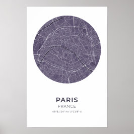 Paris França - Poster do Mapa do Círculo Roxo