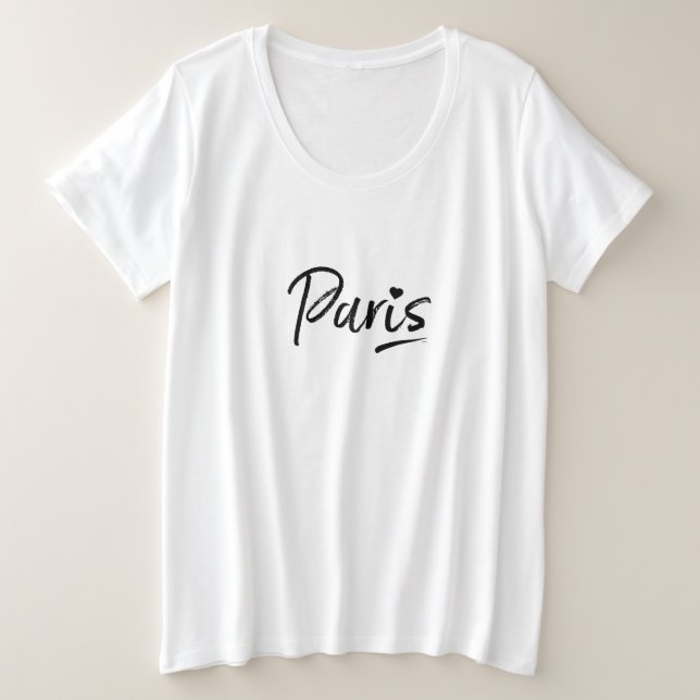 Paris França Texto Rosa Texto Único T-shirt Na mod (Frente do Design)