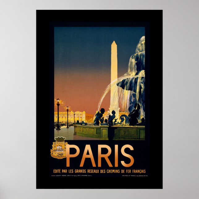 Paris, França, Viagens vintage de Arte Poster (Frente)