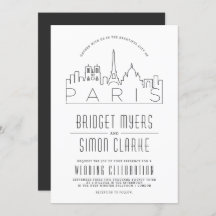 Paris, França Wedding | Convite Skyline Estilizado