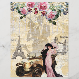 Paris London Fashion Collage Scrapbook Paper