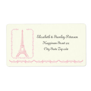 Paris que wedding a etiqueta cor-de-rosa do marfim