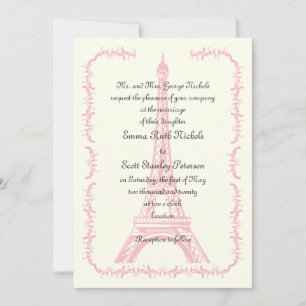 Paris que wedding o convite cor-de-rosa do marfim