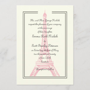 Paris que wedding o convite cor-de-rosa do marfim