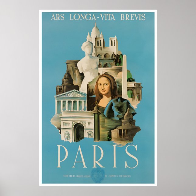 Paris Travel Poster Wall Art France Print Home (Frente)