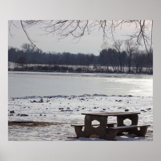 Park Bench com Poster de Creek Congelado (Frente)