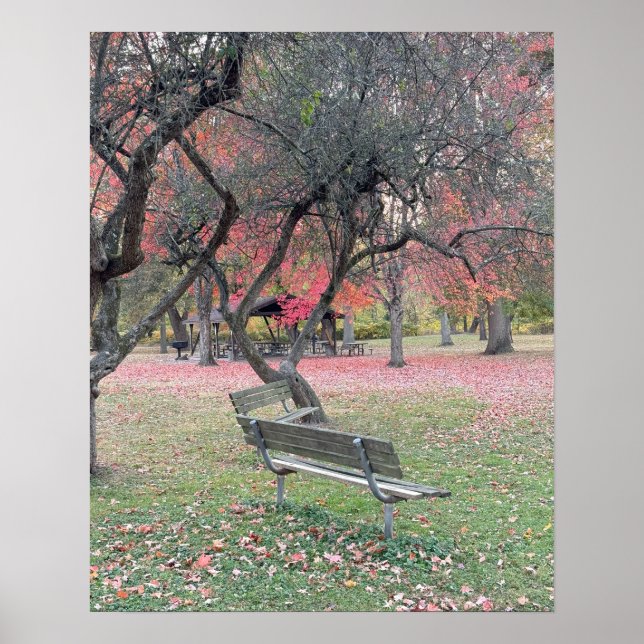 Park Bench na Poster do outono (Frente)