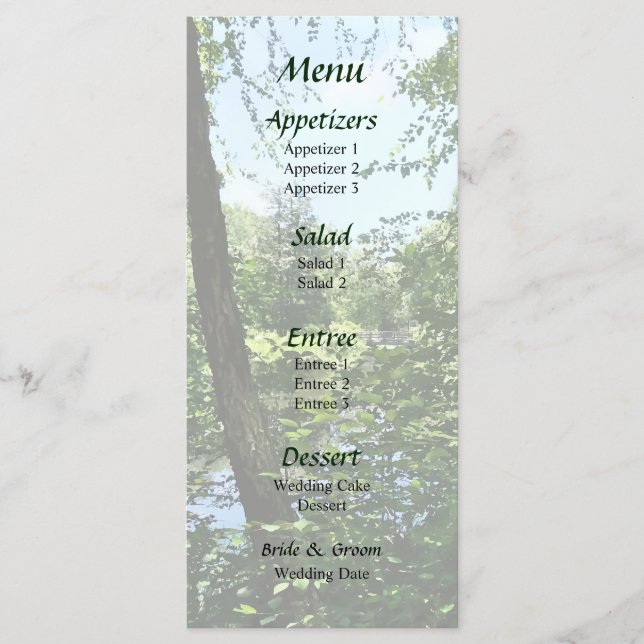 Park with Bridge in Distance Wedding Menu (Parque  (Frente)