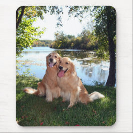 Parque do golden retriever e rio Mousepad