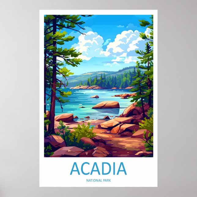 Parque Nacional Acadia Arte de Impressão de Viagem (Frente)
