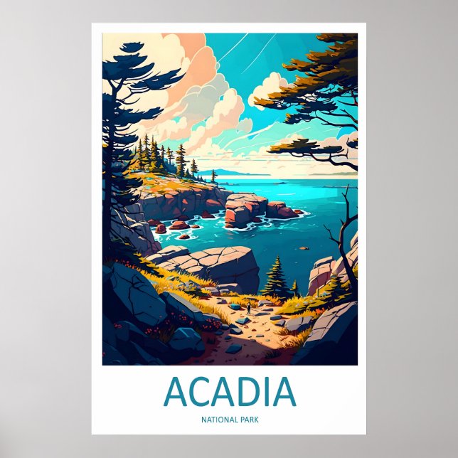 Parque Nacional Acadia Impressão de Viagem Arte de (Frente)
