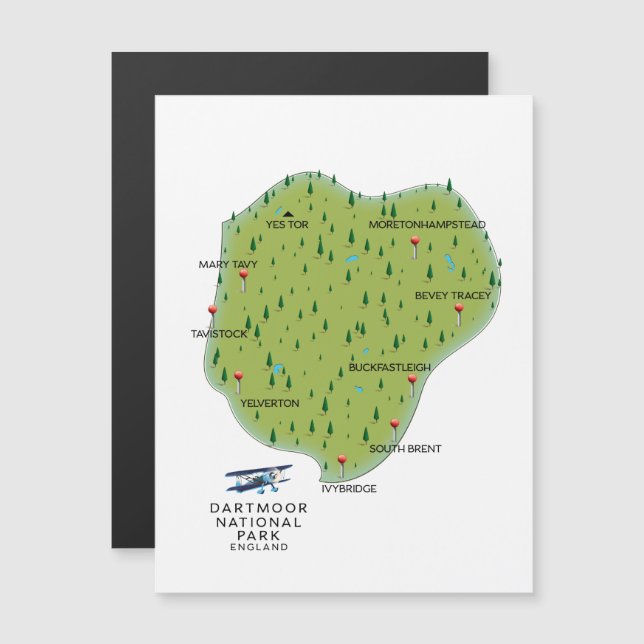 Parque nacional de Dartmoor Inglaterra Mapa (Frente/Verso)