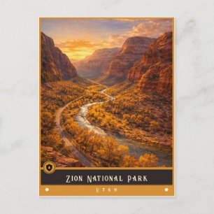 Parque Nacional de Zion   Utah Cartão Postal Antig