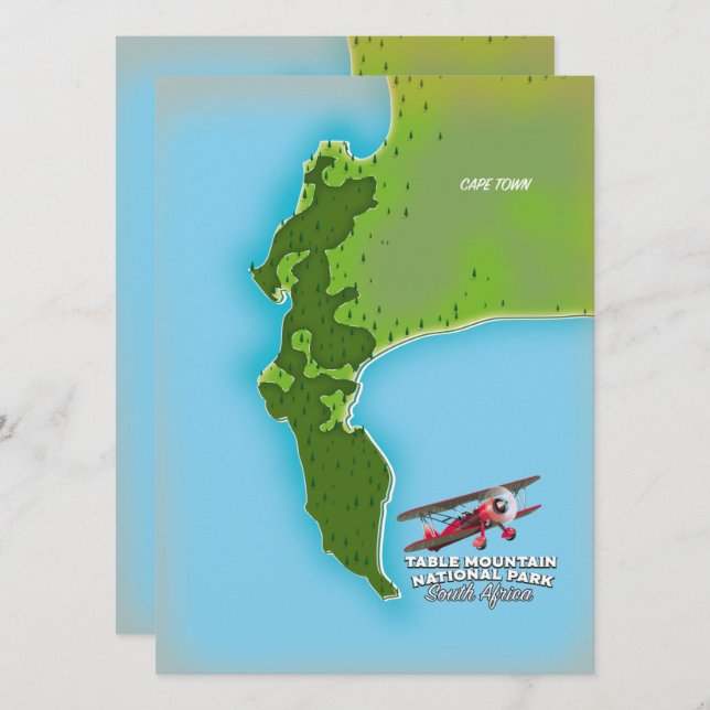 Parque Nacional Montanha da Mesa mapa África do Su (Frente/Verso)