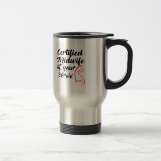 Parteira certificada em sua caneca de viagem da