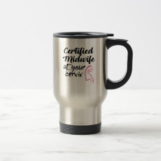 Parteira certificada em sua caneca de viagem da
