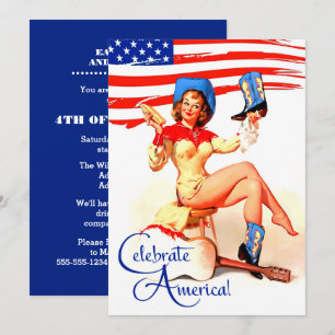 Partido 4 de julho  Convite para Design de Pin-Up 