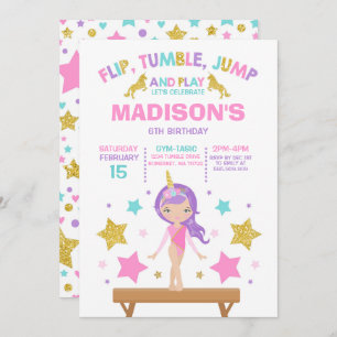 Partido da ginástica do unicórnio do convite da