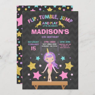 Partido da ginástica do unicórnio do convite da