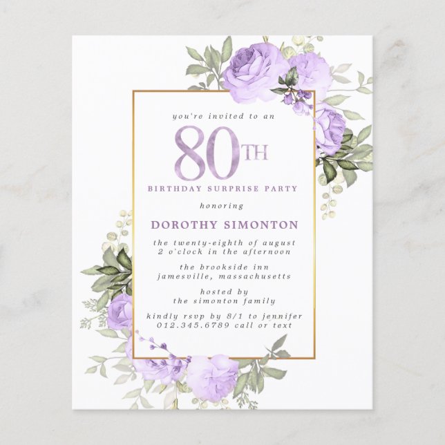 Partido da Surpresa de Rosa de Aniversário do 80 R (Frente)