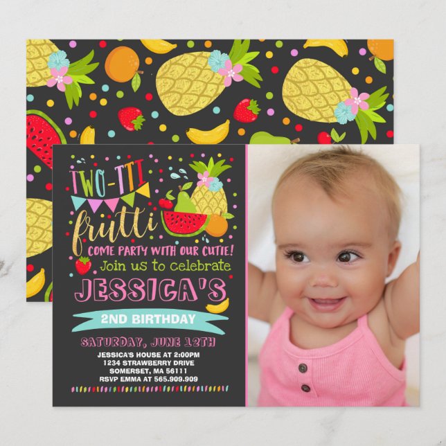 Partido de segundo aniversário do convite de (Frente/Verso)