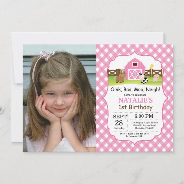 Partido do Barnyard do convite do aniversário da (Frente)