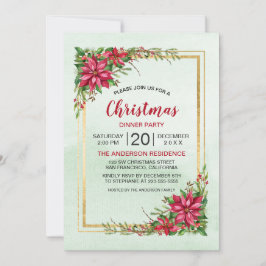 Partido do Natal Red Poinsettia Frame Dourado Flor