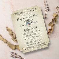 Partido Elegante Vintage Tea | Convite ao Chá de f