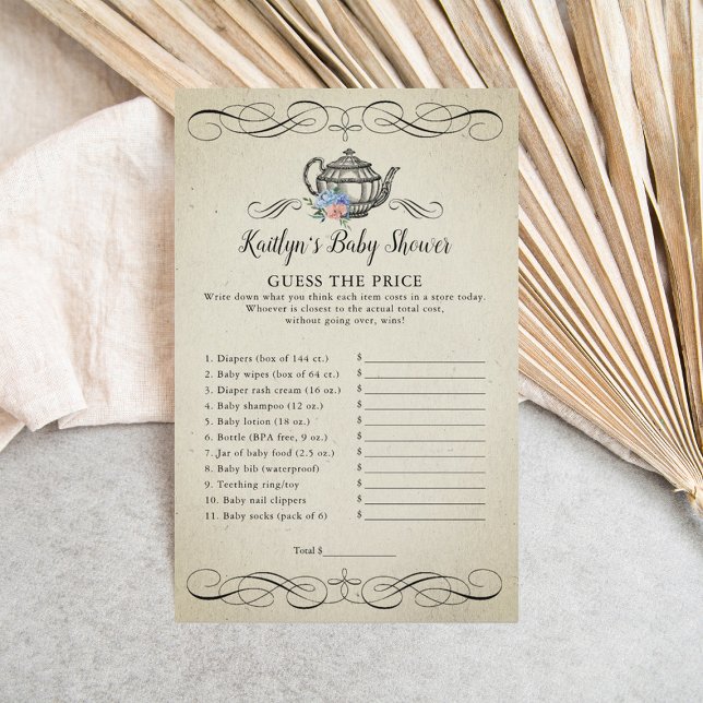 Partido Elegante Vintage Tea | Jogo Chá de fraldas (Criador carregado)