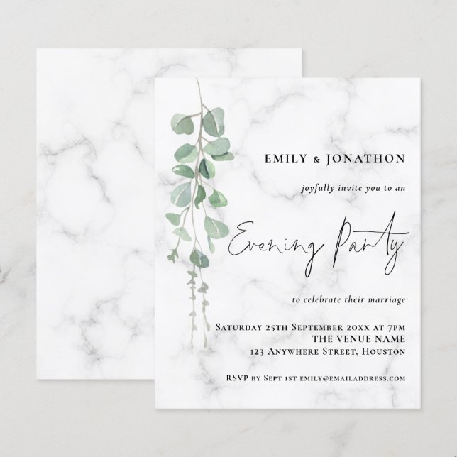 Partido Eucalyptus Marble Wedding Noite (Frente/Verso)